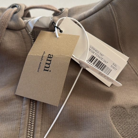AMI PARIS FULL ZIP BEIGE HOODIE - Picture 5 of 5